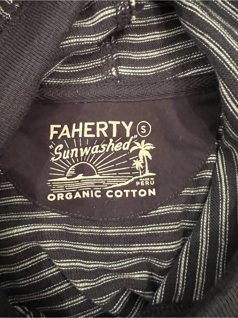 Faherty Men's Sunwashed Slub Hoodie | Navy Stream Stripe | Size S | NWOT - Picture 10 of 10